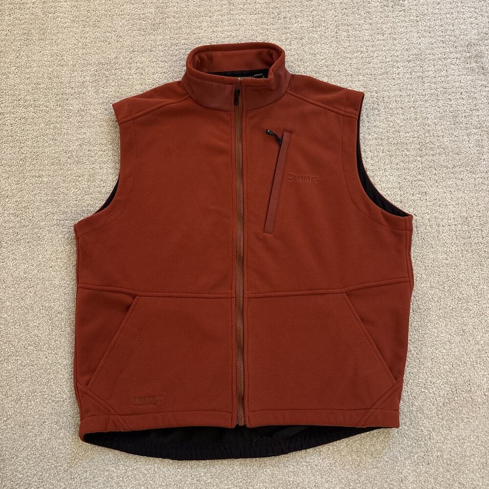 Simms Vest Mens Sz Large Gore Windstopper Fleece Full Zip Fishing Outdoor